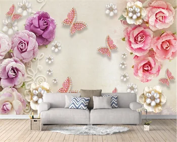 beibehang Индивидуальный современный интерьер новый телевизор с цветами розы обои для спальни обои papel de parede домашний декор