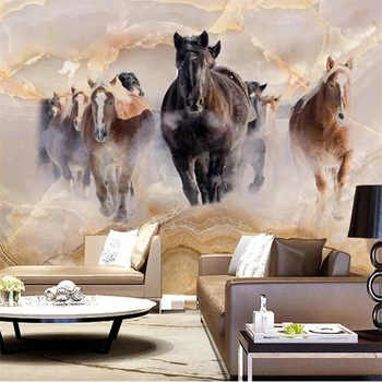 Custom wallpaper 3d papel de parede running horse background wall living room bedroom restaurant mural обои для стен в рулонах