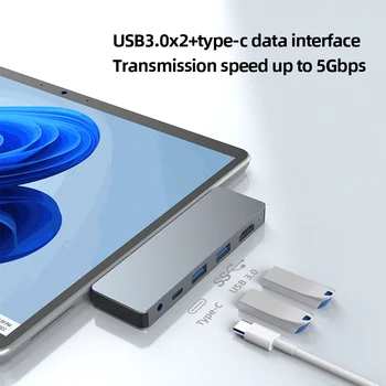 USB3.0 Док-станция-Концентратор Для Передачи данных 10 Гбит/с Маленькая Док-станция-Концентратор 4K 60Hz HDMI-совместимый для Surface Pro X/9/8