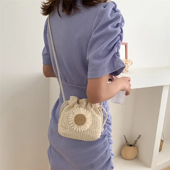 Тканая женская сумка через плечо, модная креативная сумка-мешок, персонализированная маленькая сумка через плечо для девочек, Летний повседневный кошелек для путешествий