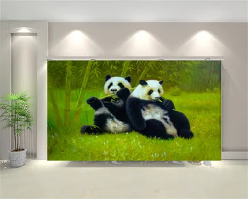 Обои на заказ, национальное достояние, милая гигантская панда, пейзаж из бамбукового леса, высококачественная настенная роспись на фоне гостиной