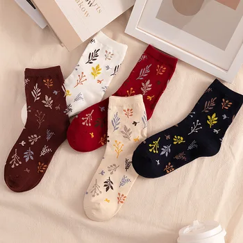 Женские носки С принтом в Японском стиле, Милые Длинные носки для девочек, Корейский модный хлопок, Мягкая уличная одежда в стиле харадзюку в стиле ретро, Экипажные носки