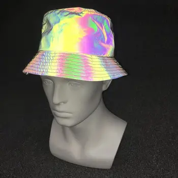 Мужчины женщины красочная светоотражающая панама ночная хип-хоп светоотражающая кепка унисекс рыбацкая шляпа