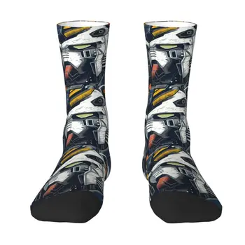 Мужские и Женские носки для экипажа Nu Gundams Унисекс с милой 3D-печатью, носки с японской анимацией Mecha Dress Socks