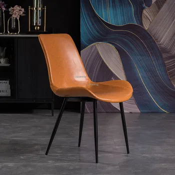 Современный кожаный стул для столовой Nordic INS Модная Мебель для гостиной Кресло для отдыха со спинкой Минималистичный кухонный стол Стул