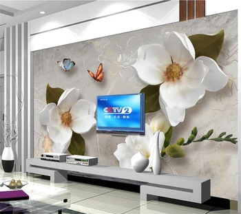 wellyu Индивидуальные большие фрески модное украшение дома Европейский ретро большой цветочный диван ТВ фон обои для стен