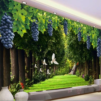 wellyu Свежий виноград, зеленый ковер, фон для телевизора, декоративная роспись стен, большая фреска на заказ, зеленые обои papel de parede