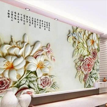 wellyu Пользовательские обои 3D фреска с тиснением гостиная спальня отель ресторан фреска ТВ фон обои 3D papel de parede