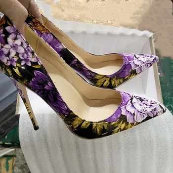 NoEnName_Nul-Женские фиолетовые туфли на высоком каблуке, для вечеринки, свадебные туфли, большой размер, с заострением, офисные, цвет для свадеб и вечеринок
