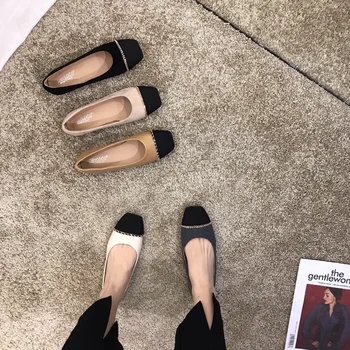 Женская обувь на плоской подошве; новинка 2023 года; сезон весна-осень; французская обувь с квадратным верхом; Удобная черная рабочая женская обувь в стиле ретро; женская обувь на плоской подошве; Большой размер 41