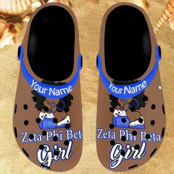 Nopersonality Zeta Phi Beta Slide Slipper Дышащие домашние сандалии Уличные тапочки для взрослых в богемном стиле Настройте свое имя