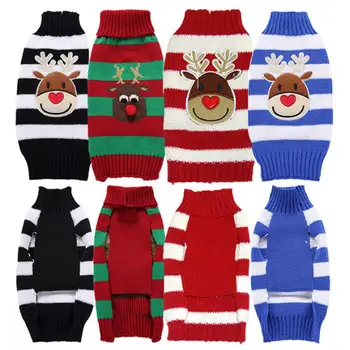 Зимняя одежда для мультяшных собак, теплый Рождественский свитер для маленьких собак, одежда для домашних животных, пальто, вязаная крючком ткань, джерси Perro
