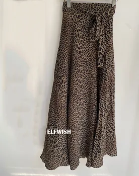 Женская модная Длинная юбка с запахом с леопардовым принтом, завязанная на талии, Модные цельнокроеные Юбки Высокого качества 2022 года выпуска