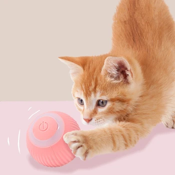 Умная игрушка для кошек, перезаряжаемая Type-C, интерактивные игрушки для кошек с автоповоротом на 360 °, мяч со светодиодной подсветкой для охоты на кошек, котенка, щенка