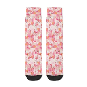 Прямые носки Love Heart Flamingo Мужские и женские весенние Чулки из полиэстера в стиле хип-хоп
