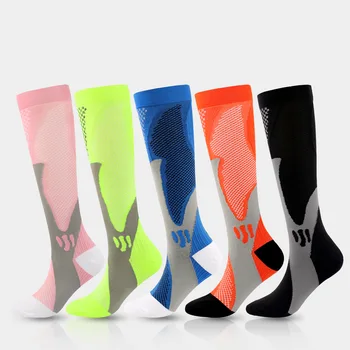 Мужские компрессионные носки для бега, баскетбола, Компрессионные чулки до колен, Марафонские носки Унисекс Для женщин