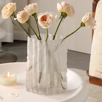 Матовая ваза с широким горлышком, украшение стеклянной вазы, белая Простая