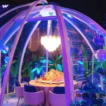 Онлайн-ресторан знаменитостей Сферическая Прозрачная палатка Гостиничный ПК Солнцезащитный щит Стеклянный Звездный дом-пузырь Живописная местность Кемпинг