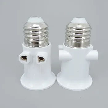 E27-E27 2-контактный кабельный разъем EU plug, переходник для светодиодной лампы, держатель ABS, базовый винт, преобразователь розетки питания