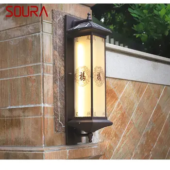 SOURA Солнечный настенный светильник для творчества на открытом воздухе, китайское бра, светодиодное водонепроницаемое IP65 для дома, виллы, крыльца, двора