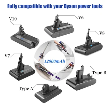 Для Dyson V6 V7 V8 V10 Тип A/B Сменный Аккумулятор емкостью 12800 мАч для Ручного Пылесоса Dyson Absolute Без Шнура