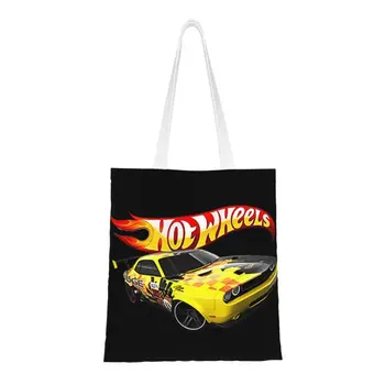 Женская холщовая сумка для покупок Hot Wheels, моющиеся сумки для покупок в спортивных автомобилях