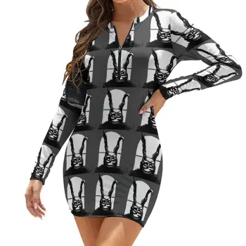 Платье Donnie Darko с длинным рукавом, стильное облегающее платье из полиэстера для девочек с длинным рукавом, дешевое цельнокроеное платье