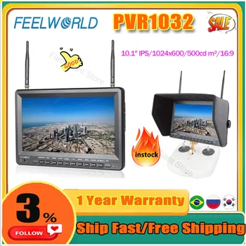 Feelworld PVR1032 10,1-дюймовый IPS HD FPV-монитор со Встроенным Аккумулятором DVR, Двойной Разнесенный Приемник 5,8 G 40CH, 10,1-дюймовый Монитор Дрона