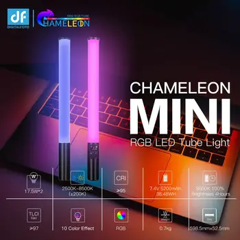 Ламповый светильник CHAMELEON Mini RGB С Регулируемым Затемнением 2500 K-8500K От Встроенной Батареи, 10 Цветовых Эффектов для Прямой Трансляции Фото-Видео на Youtube