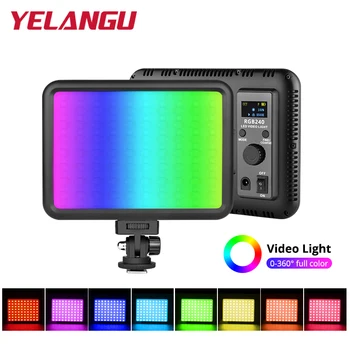 YELANGU RGB Video Light 12 Вт Перезаряжаемая Светодиодная Подсветка Камеры Полноцветная 12 Распространенных Световых Эффектов CRI97 2500-8500K Video Light Panel