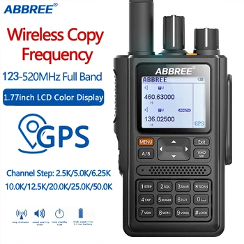 ABBREE AR-F8 GPS Полнодиапазонный (123-520 МГц) 999-канальный Многофункциональный VOX DTMF SOS Цветной ЖК-дисплей Любительский Радиолюбитель дальнего действия Двухстороннее радио