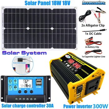 Комбинированный инверторный контроллер солнечной системы, солнечная панель от 12 В до 220 В/110 В 300 Вт, интеллектуальная зарядка и разрядка