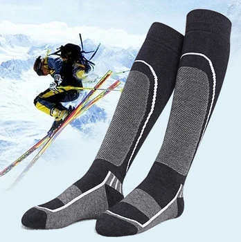 Лыжные носки из мериносовой шерсти, толстые махровые термоноски до колена, зимние спортивные носки для сноуборда, мужские и женские носки для походов на открытом воздухе, теплые дышащие