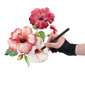 Перчатка для рисования на два пальца свободного размера, перчатка для рисования на планшете художника для правой и левой руки, совместимая с графическими планшетами для рисования