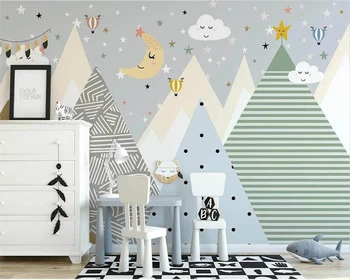 beibehang papel de parede Настраивает новые скандинавские обои для детской комнаты с ручной росписью на воздушном шаре 