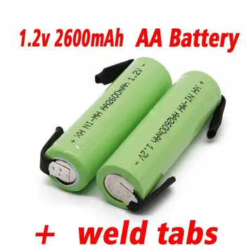 1,2 V AA akku 2600mah NI-MH zelle Grün shell mit schweißen tabs für Philips elektrische rasierer rasierer zahnbürste