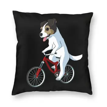 Крутая наволочка с Парсон-Рассел-терьером на велосипеде, домашний декоративный чехол для подушки с 3D принтом щенка байкера для гостиной