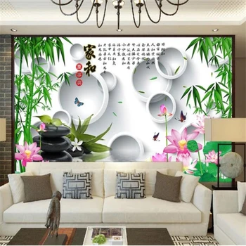 Обои на заказ beibehang 3D фреска бамбук камень лотоса круг гостиная ТВ фон стена гостиная спальня обои обои