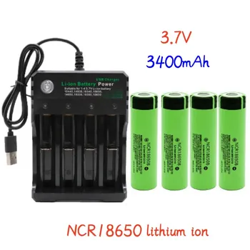 NCR18650B 3,7 В 3400 мАч 18650 литиевая аккумуляторная батарея и USB-зарядное устройство для аккумулятора фонарика Panasonic