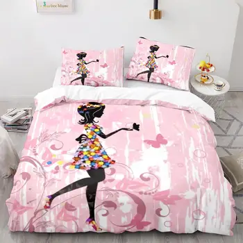 Комплект Постельного Белья Butterfly girl Single Twin Full Queen King Size Elf butterfly Bed Set Aldult Kid Bedroom Наборы Пододеяльников для Пуховых Одеял 3D Аниме 03