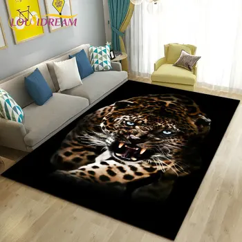 3D мультяшное животное Леопард Гепард, коврик для гостиной, спальни, диван, коврик для кухни, нескользящий коврик для пола