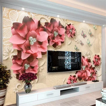 beibehang Пользовательские обои 3D фрески ретро ювелирные изделия цветок гостиная ТВ фон стены 5d фреска papel de parede 8d обои