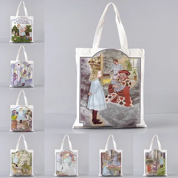 Женские сумки принцессы Алисы, милая сумка с принтом Cartoo в Стране Чудес, эко-сумка, модная дорожная практичная сумка через плечо, женская
