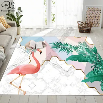 Ковер с рисунком фламинго, квадратный противоскользящий коврик для пола, 3D-коврик, нескользящий коврик для столовой, гостиной, Мягкий ковер для спальни