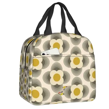 Полосатая сумка для ланча с изоляцией из лепестков Orla Kiely для женщин, скандинавский цветочный термоохладитель, ланч-бокс для пикника, путешествия