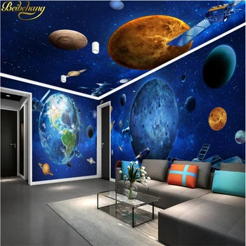 beibehang Пользовательские Космические Галактики Земля 3D Обои для обоев Винтажная декоративная фреска гостиная Обустройство дома