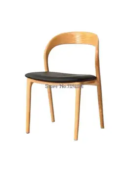 Легкий роскошный обеденный стул из массива дерева в скандинавском стиле, простая домашняя гостиная, столовая, спальня, кожаное кресло со спинкой, рабочий стол