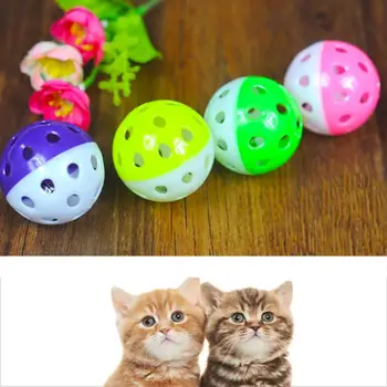 Игрушка для кошек Интерактивный вращающийся рулонный мяч Пластиковый Щенячий Круглый игровой мяч для кошек с колокольчиком, погремушкой, жевательными игрушками для домашних животных
