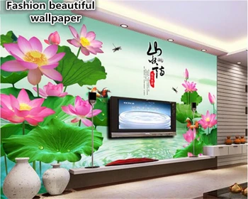 beibehang Большая картина для внутренней отделки, красивые обои lotus TV background wall 3D обои для стен 3 d