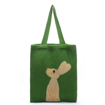 Японский и Корейский Новый стиль, вязаная сумка из шерсти гордого кролика, милая хозяйственная сумка, литературная вязаная сумка на одно плечо Bolso